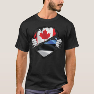 Camiseta Bandera de raíces estonias canadienses arrancadas