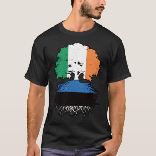 Camiseta Bandera de raíces estonias irlandesas de árboles