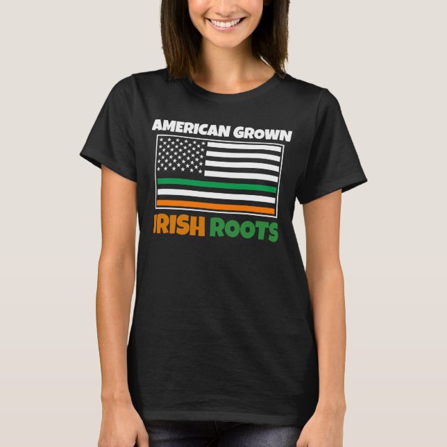Camiseta Bandera de raíces irlandesas cultivadas norteameri (Anverso)