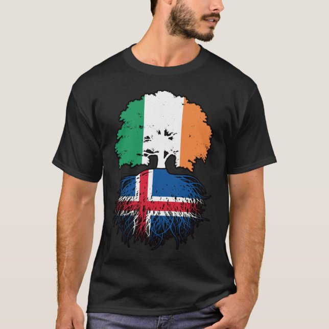 Camiseta Bandera de raíces islandesas irlandesas islandesas (Anverso)