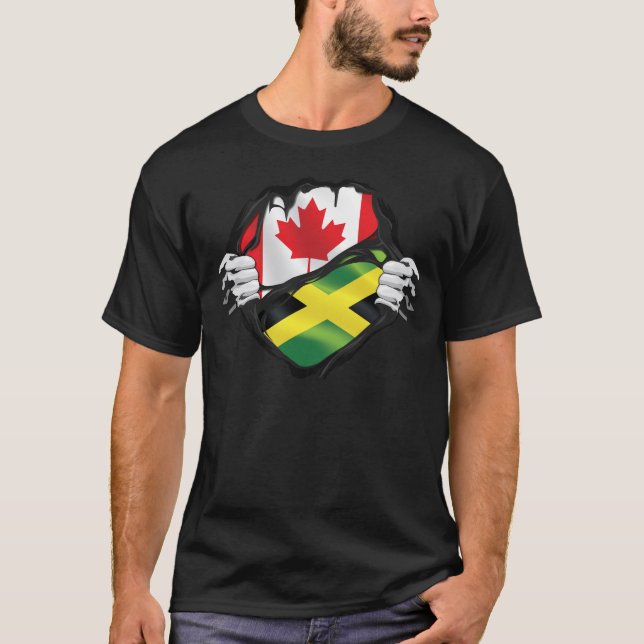 Camiseta Bandera de raíces jamaiquinas en manos canadienses (Anverso)