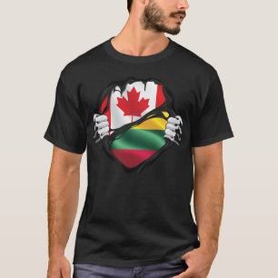 Camiseta Bandera de raíces lituanas canadienses arrancadas
