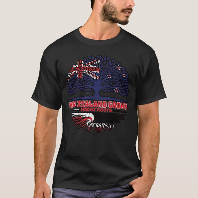 Camiseta Bandera de raíces maoríes neozelandesas de árbol d (Anverso)