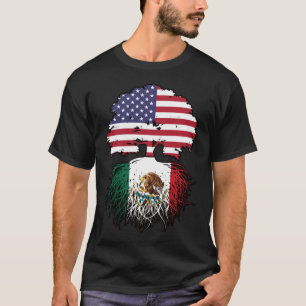Camiseta Bandera de raíces mexicanas norteamericanas en los
