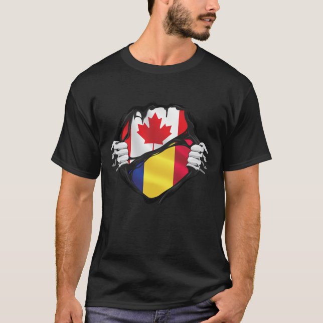 Camiseta Bandera de raíces rojas de manos canadienses (Anverso)