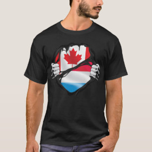 Camiseta Bandera de raíces rotas manos canadiense luxemburg