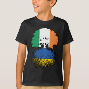 Camiseta Bandera de raíces ucranianas irlandesas de árbol d