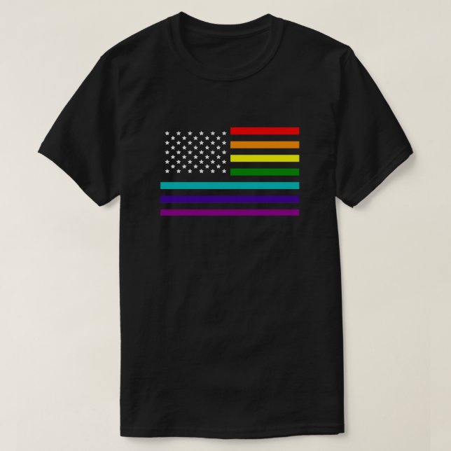 CAMISETA BANDERA DE RÁINBOW DE LOS ESTADOS UNIDOS DE IGUALD (Diseño del anverso)