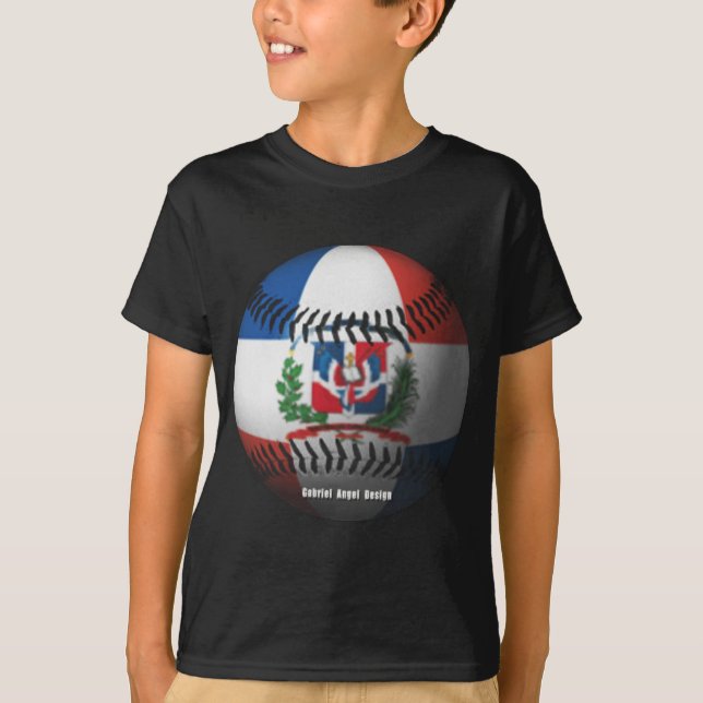 Camiseta Bandera de República Dominicana cubierta de béisbo (Anverso)