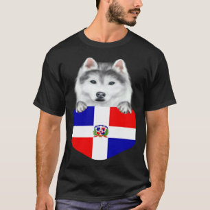 Camiseta Bandera de República Dominicana Husky Siberiano Pe
