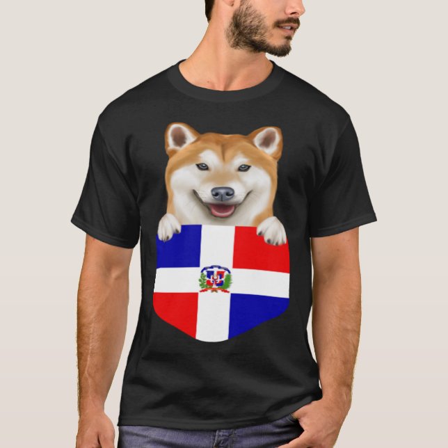 Camiseta Bandera De República Dominicana Shiba Inu Perro En (Anverso)