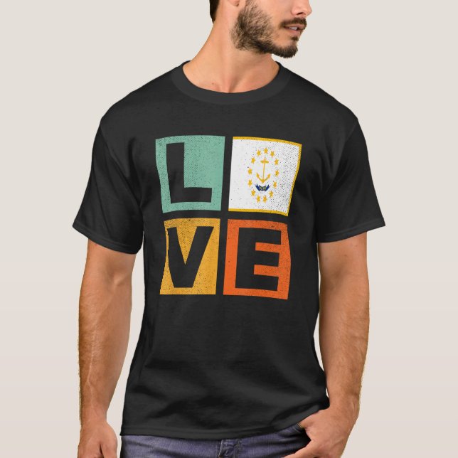 Camiseta Bandera de Rhode Island Love Rhode Island (Anverso)