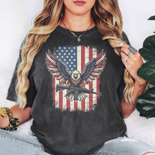Camiseta Bandera de rifle de águila americana patriótica de