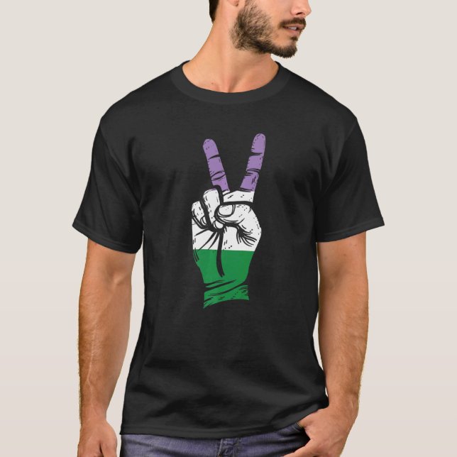 Camiseta Bandera de Rótulo de Géneer Pride Piece (Anverso)