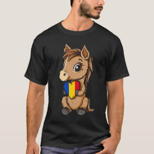 Camiseta Bandera de Rumania Caballo Lindo Raíces Rumanas Or