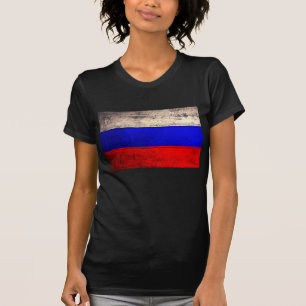 Camiseta Bandera de Rusia de la Vieja Madera;