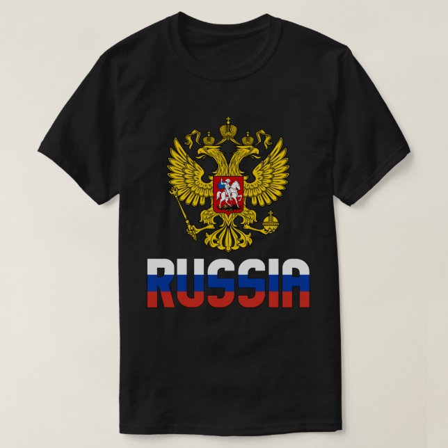 Camiseta Bandera de Rusia y Patriótico Del Escudo De Armas (Diseño del anverso)