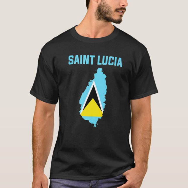 Camiseta Bandera De Santa Lucía Dentro Del Mapa De Santa Lu (Anverso)