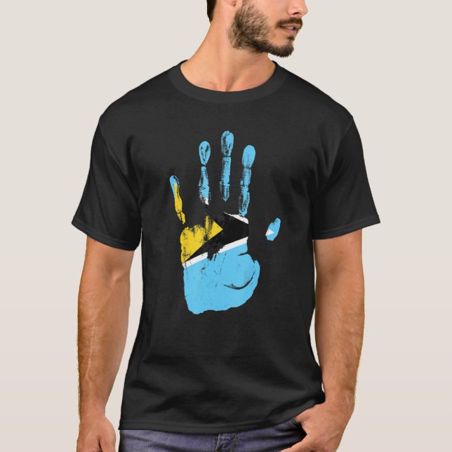 Camiseta Bandera de Santa Lucía Hombres Mujeres Niños (Anverso)