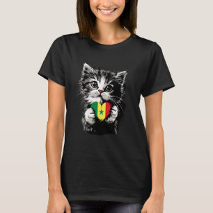 Camiseta Bandera de Senegal: Gato del Orgullo Senegalés Cor
