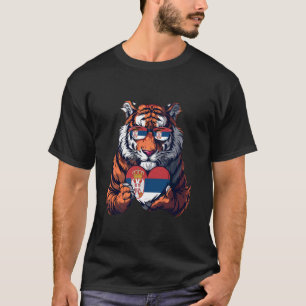 Camiseta Bandera de Serbia Corazón de Tigre Raíces Serbias