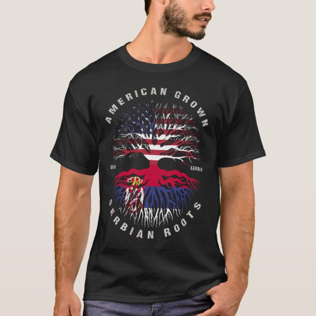 Camiseta Bandera de Serbia cultivada en Estados Unidos (Anverso)