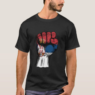 Camiseta Bandera de Serbia Puño en Alto Poder Raíces Serbia