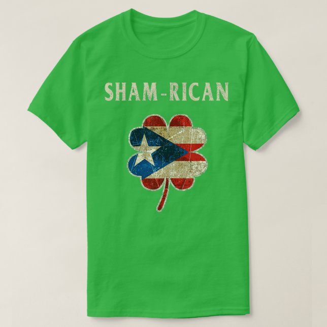 Camiseta Bandera de Shamrock irlandesa boricua de Puerto Ri (Diseño del anverso)