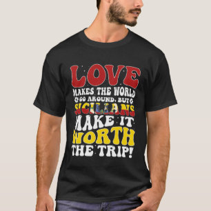 Camiseta Bandera de Sicilia Hombres y Mujeres Bonito Hasta