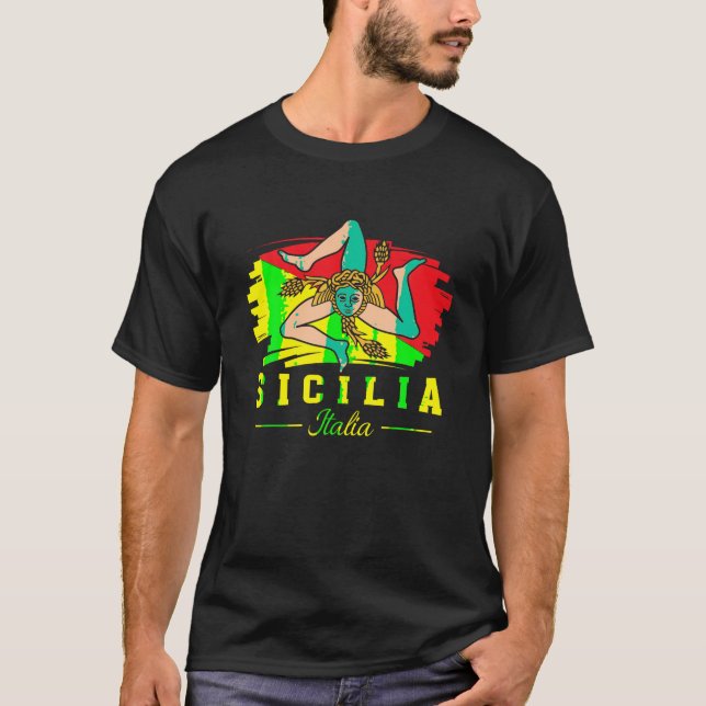 Camiseta Bandera De Sicilia Italia De Sicilia Orgullosa Sic (Anverso)