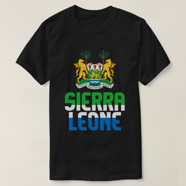 Camiseta Bandera de Sierra Leona y Patriótico Del Escudo De (Diseño del anverso)