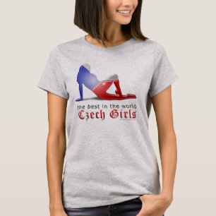 Camiseta Bandera de silueta del Chica checo