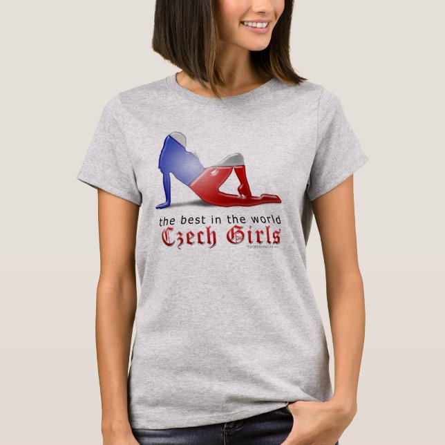 Camiseta Bandera de silueta del Chica checo (Anverso)