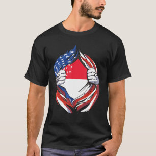 Camiseta Bandera de Singapur Americano Orgulloso de mi Sing