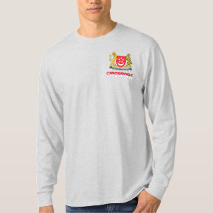 Camiseta Bandera de Singapur y Patriótico del Escudo de Arm