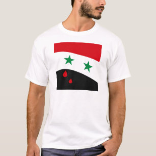 Camiseta Bandera de Siria que agita con los rasgones rojos