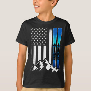 Camiseta Bandera de Ski usa deporte de invierno esquiador b