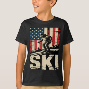 Camiseta Bandera de Ski usa deporte de invierno esquiador b