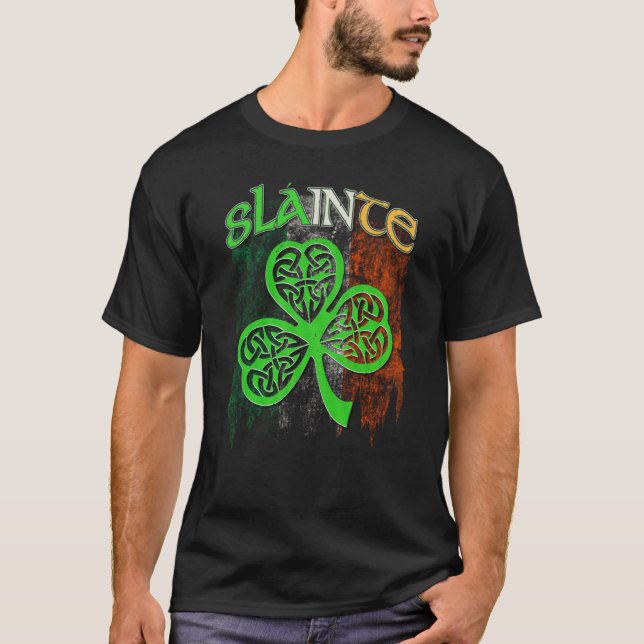 Camiseta Bandera de Sláinte Celtic Knot C Grunge St Patrick (Anverso)