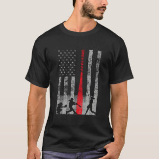 Camiseta Bandera de Softbol de Murciélago Rojo Patriótico