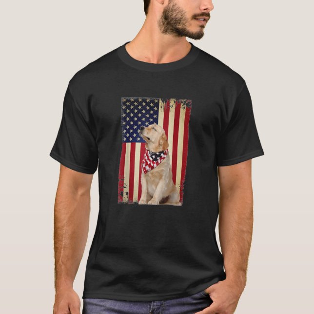 Camiseta Bandera De Sonrisa De Golden Retriever En Camisa,  (Anverso)