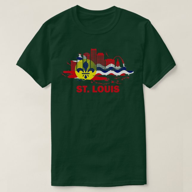 Camiseta Bandera de St Louis City Skyline Downtown Skyline  (Diseño del anverso)