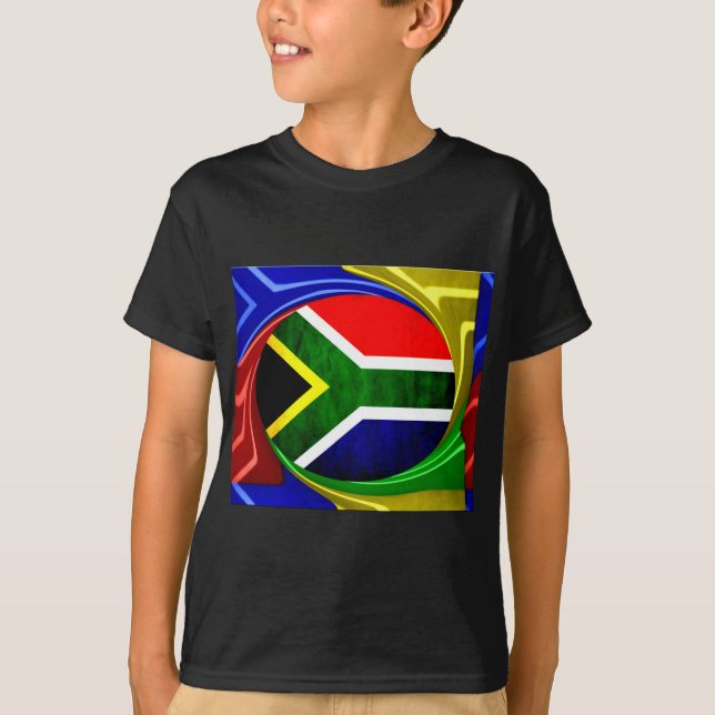 Camiseta Bandera de Sudáfrica: Dinámico Swirl Motif (Anverso)