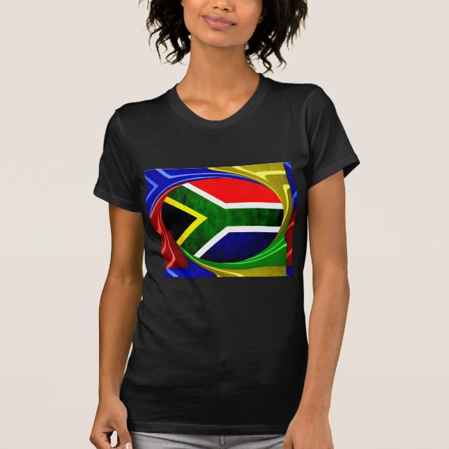 Camiseta Bandera de Sudáfrica: Dinámico Swirl Motif (Anverso)