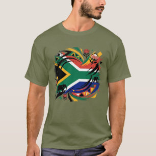 Camiseta Bandera de Sudáfrica Pincelada Fauna Silvestre