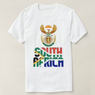 Camiseta Bandera de Sudáfrica y Patriótico Del Escudo De Ar