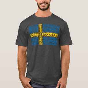 Camiseta Bandera de Suecia con nombres de ciudades Word boy