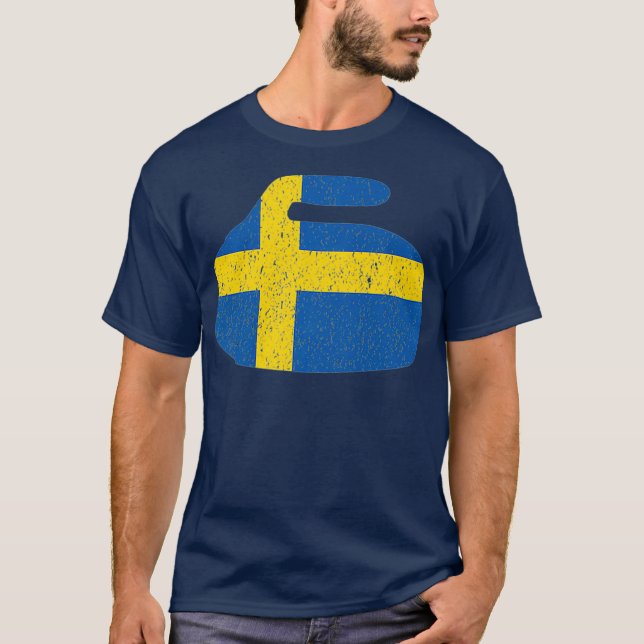 Camiseta Bandera de Suecia Curling Rock Sueco Curling Premi (Anverso)