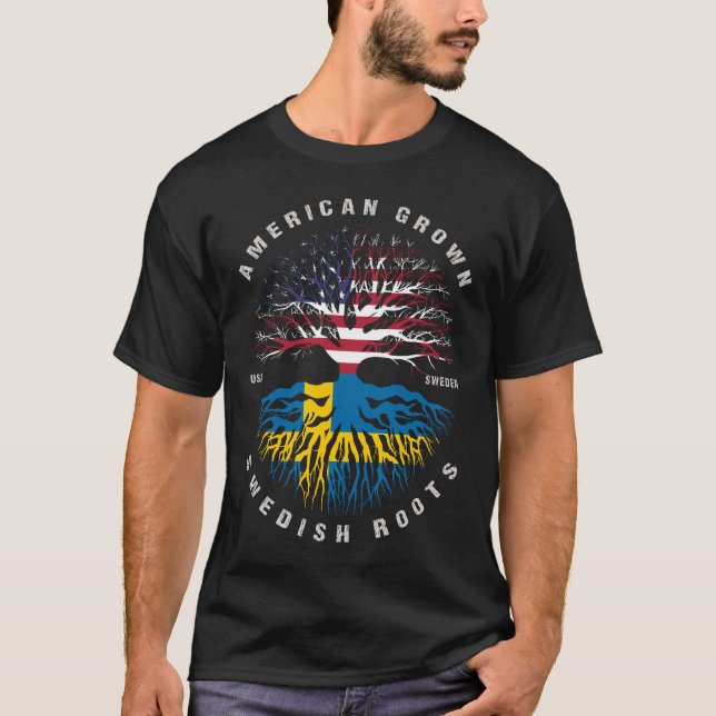 Camiseta Bandera de Suecia de Estados Unidos cultivado en S (Anverso)
