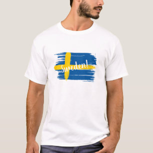 Camiseta Bandera de Suecia de pincel artístico